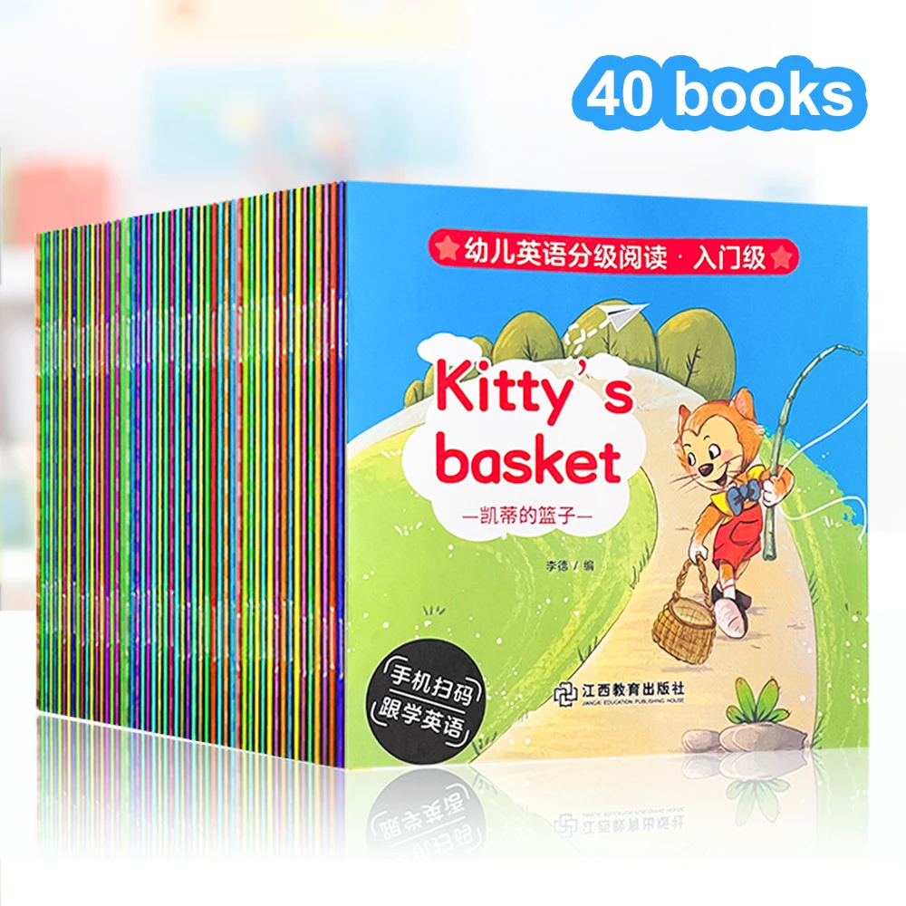 40 Book/sets Kids Learning English Words Picture Reading Story Graded Books  For Beginners Kids Pre K Learning Educational - Card Books - AliExpress