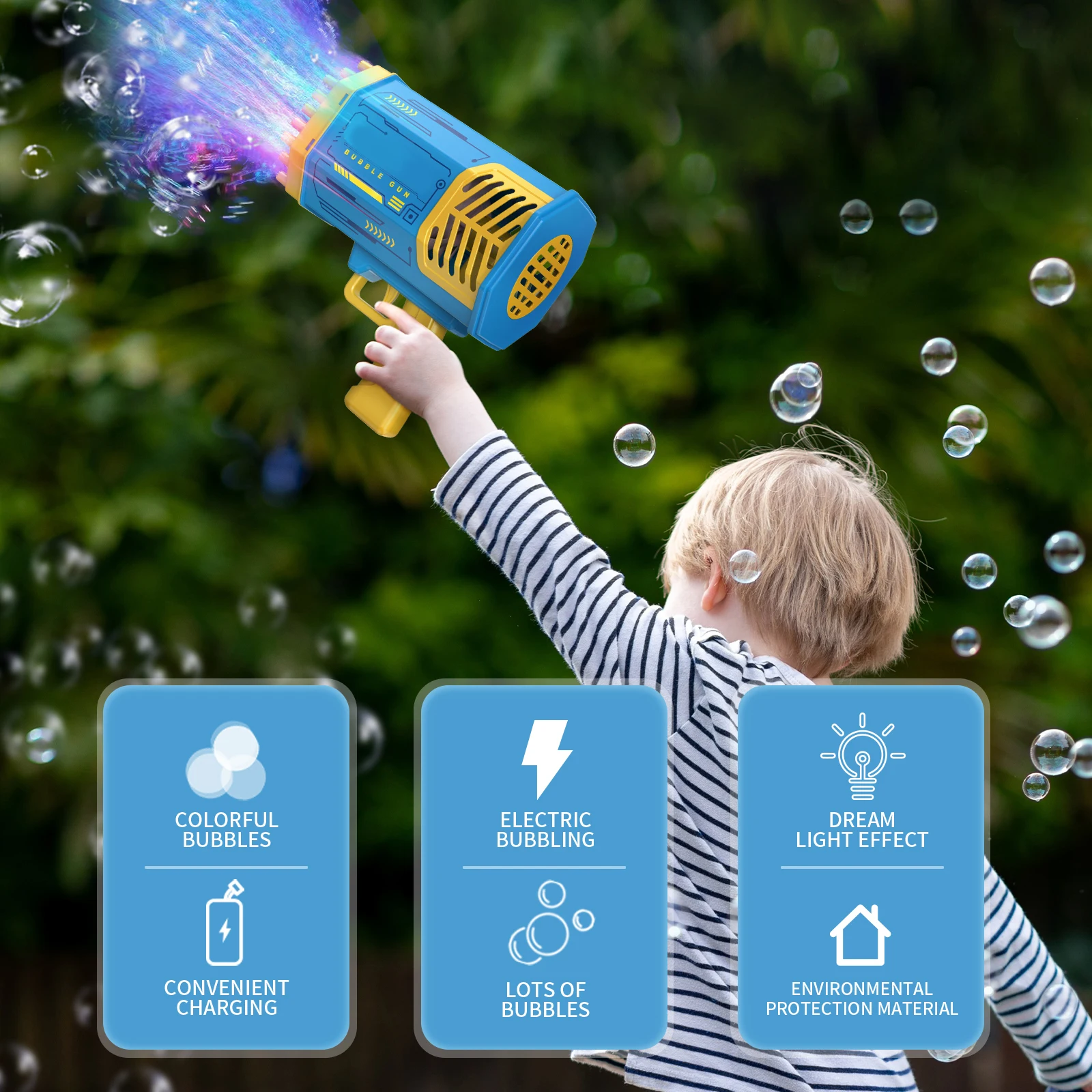 Automatic Bubble Gun Machine with Light for Kids