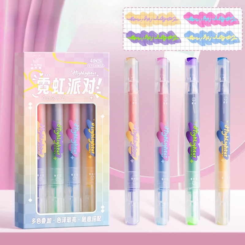 4pc/set Cute Candy Color Highlighter Kids DIY Decor Graffiti Drawing Scrapbook Journal Marker Paint American Fashion