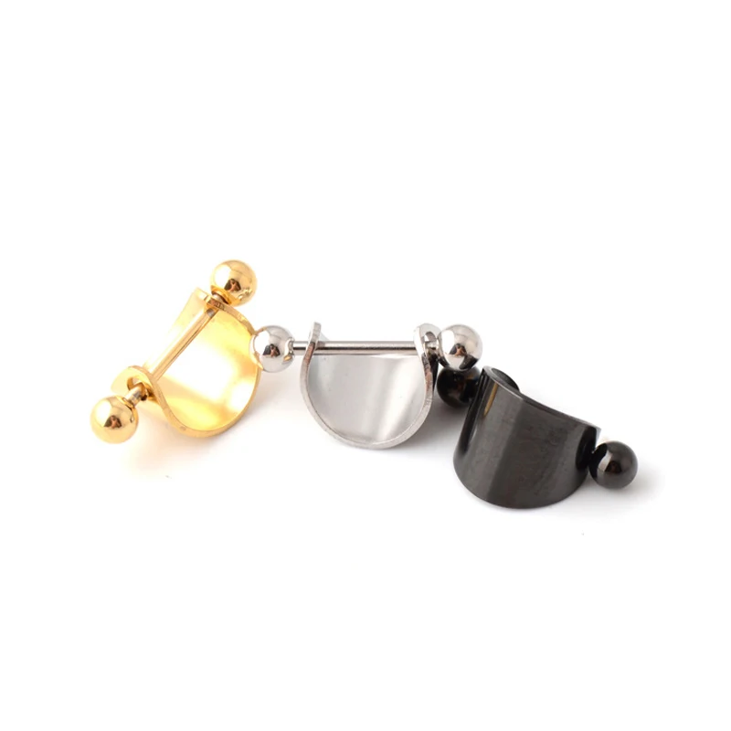 16G Stainless Steel Ear Piercing Horseshoe Shield Cuff Ear Helix Cartilage Cuff Ring Earrings Body Jewelry Piercing
