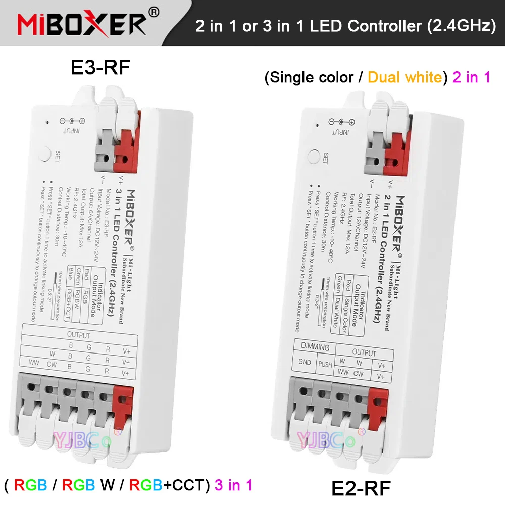 Miboxer 2.4G RF Remote control Single color/Dual white 2 in 1 LED Strip lamp Controller RGB/RGBW/RGBCCT 3 in 1 Light tape Dimmer