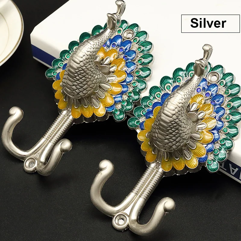 Peacock Curtain Hook Wall Hook Alloy Vintage Peacock Antique Wall Hangers Bathroom Organizer Utensils Accessories Tools 3