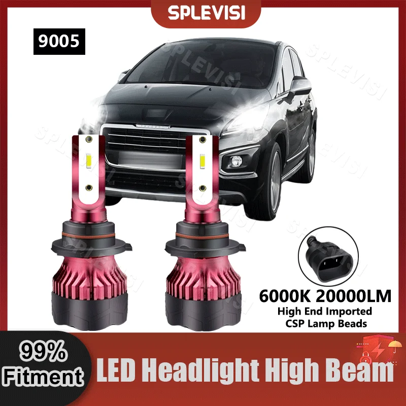 

300% Brightness 2X 9005/HB3 LED Headlight High Beam Light Bulbs 9V-36V 20000LM For Peugeot 3008 2013 2014 2015 2016 2017 2018