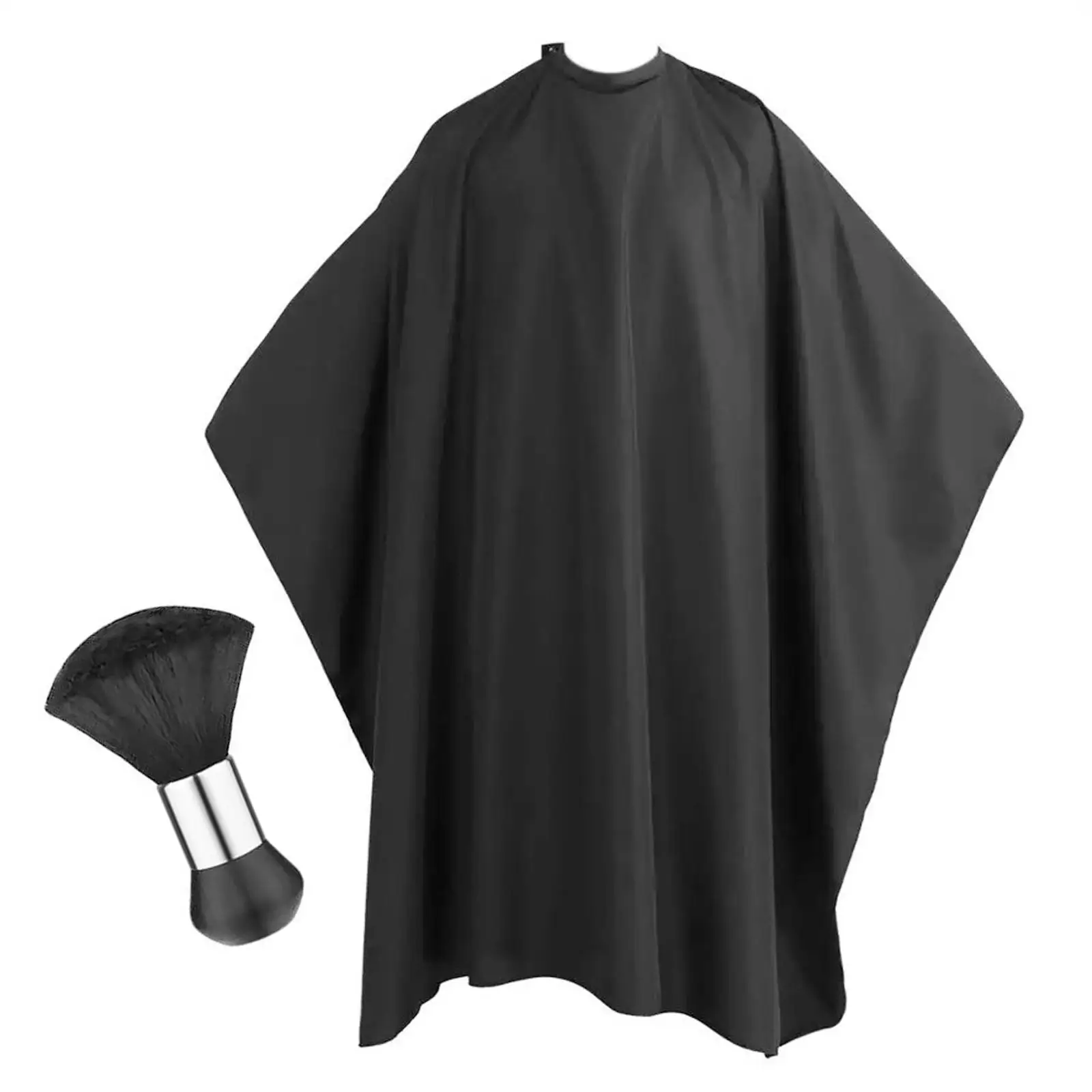 Barber Cape and Neck Duster Brush,Waterproof Polyester Salon Hair Cutting  Cape, Haircut Cape with Adjustable Elastic Neck Black