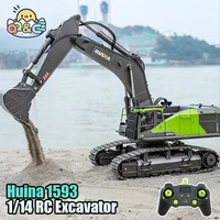 HUINA 1593 1:14 RC Alloy Excavator 22CH Big RC Trucks Simulation Excavator Remote Control Track Engineering Vehicle Toy for Boy 1