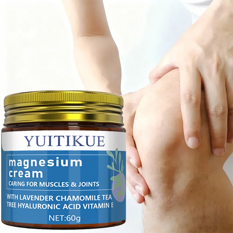 YUITIKUE Magnesium Cream contains lavender, chrysanthemum tea, tree-derived hyaluronic acid, and vitamin E