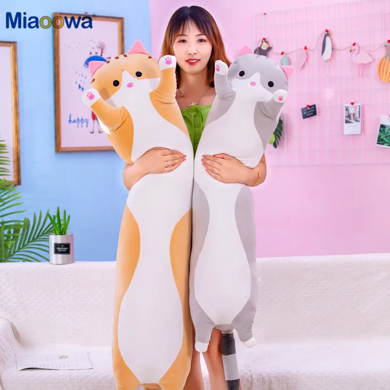 130cm Cute Soft Long Cat Pillow Plush Toys Stuffed Pause Office Nap Pillow Bed Sleep Pillow Home Decor Gift Doll for Kids Girl 1