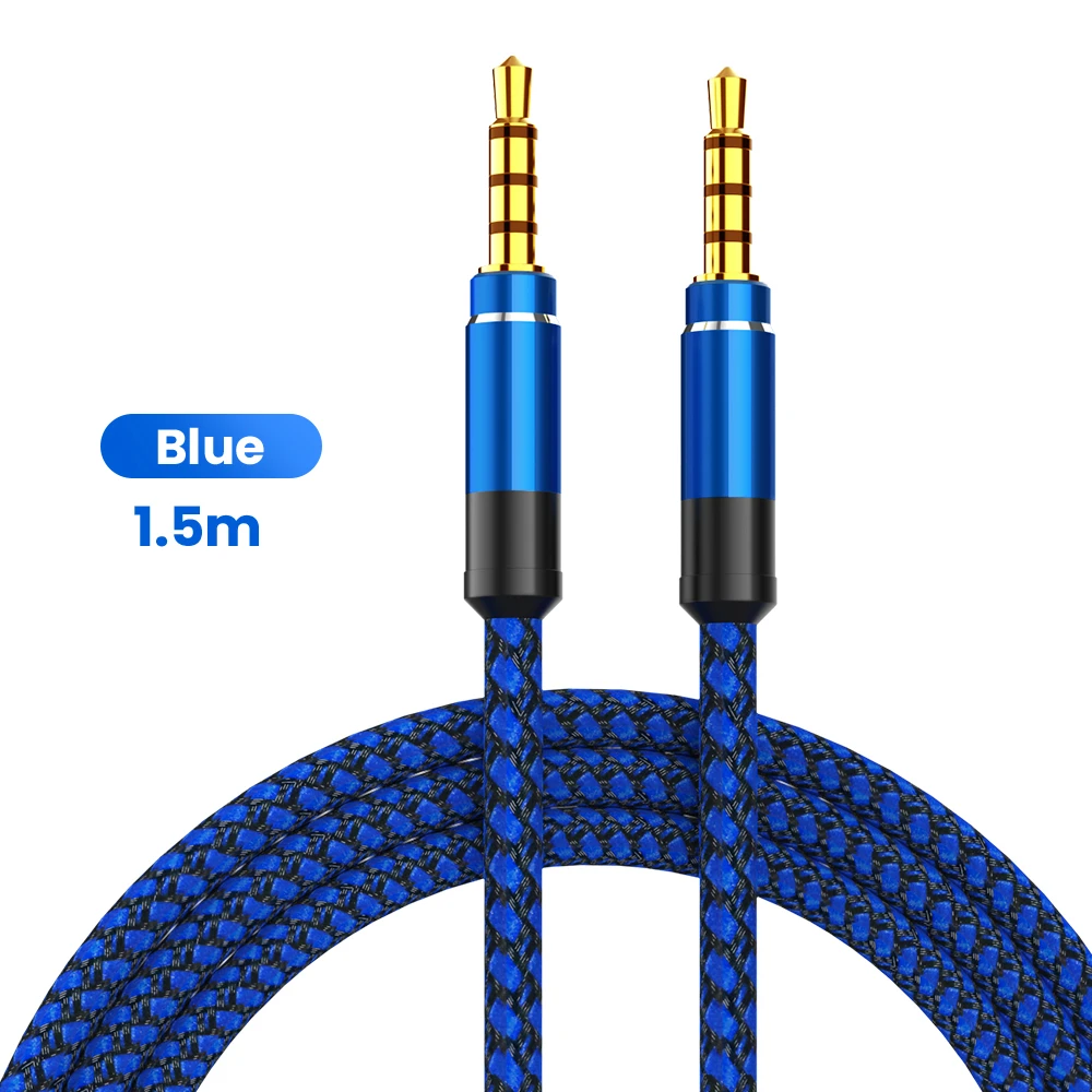 High-Quality Nylon Braided 3.5mm Audio Cable - 1.5M AUX Cord for Universal Audio Connection