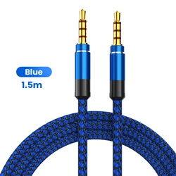 High - Quality Nylon Braided 3.5mm Audio Cable - 1.5M AUX Cord for Universal Audio Connection (Blue)