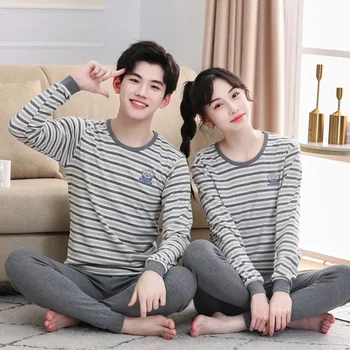 십대 긴 소매 면 잠옷, 어린이 의류 세트, 만화 큰 소년 잠옷, 여아용 귀여운 잠옷, 10, 12, 14, 16, 18 세