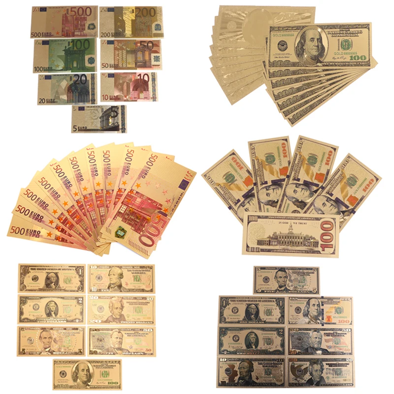 5/7/8/10Pcs Euro Commemorative Banknote Gold Foil Paper Money Crafts Collection Note Currency Collection commemorative banknotes gold plated banknote euro banknote ornament euro banknote crafts