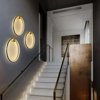 Brass Ring LED Wall Lights Home Art Deco Free Collocation Sconce for Parlor Dinning Room Bedside Stairs Nordic Round Lamp 2