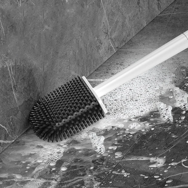 Tpr Silicoen Wc -Kefe Alapfal Függő Ürítő Tartó Rugalmas Sörték Kefe Otthoni Fürdőszoba Tisztító Szerszámok - Image 4