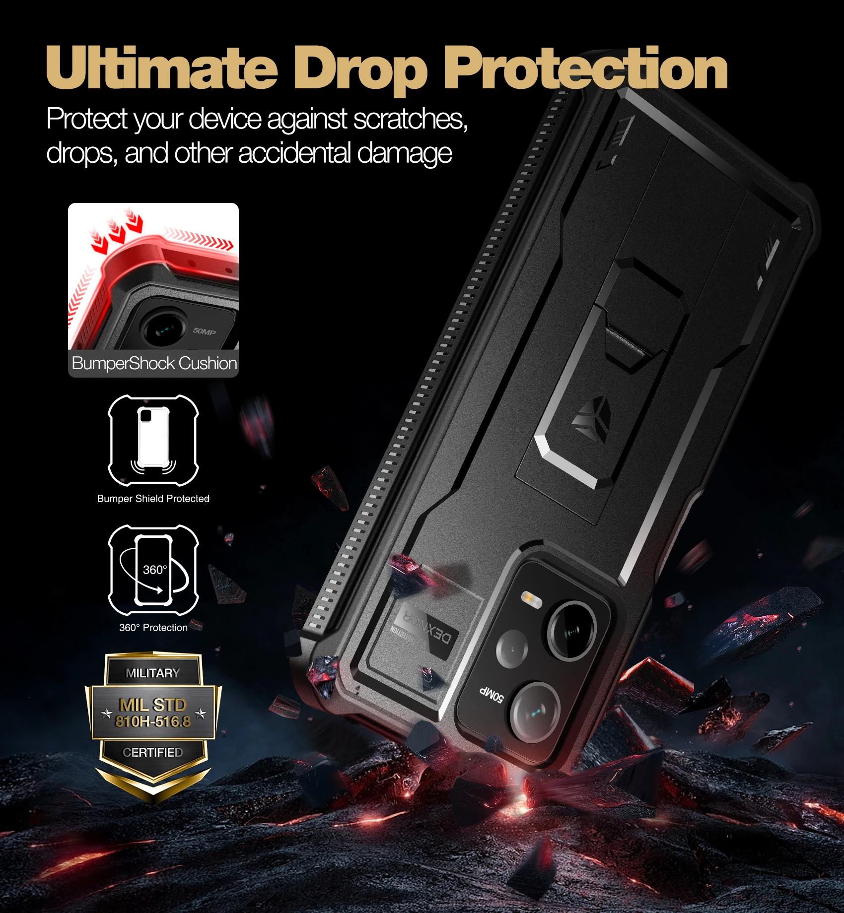 TEYYOS Custodia Trasparente Per Xiaomi Redmi Note 12 Pro Plus/Pro+ 5G – Bumper Antiurto In PC+TPU, Nero