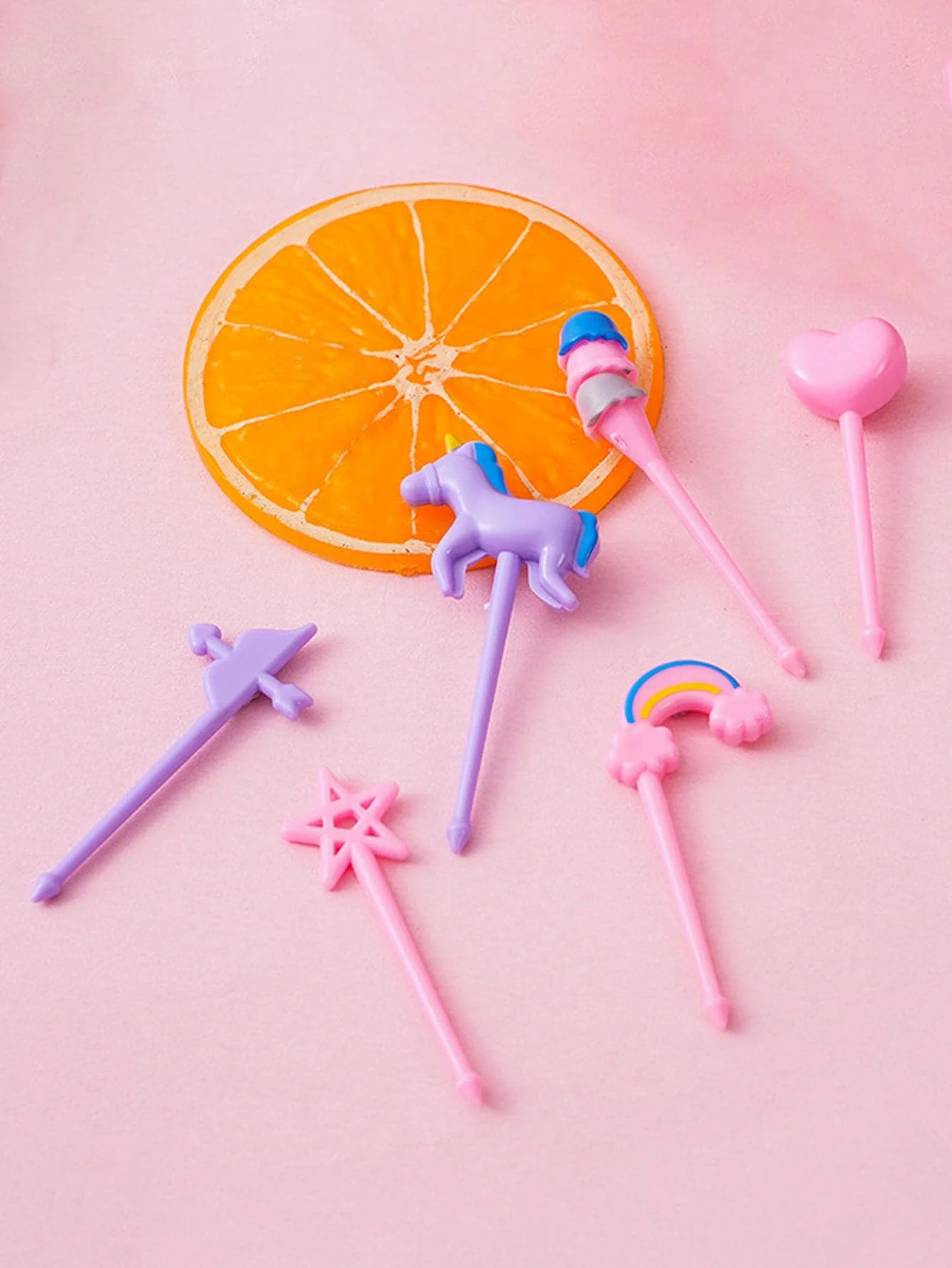 Unicorn Mini Food Fruit Fork Set Kid Cute Bento Box Decor Dessert Forks Cartoon Toothpick Cake Dessert Party Supply random color