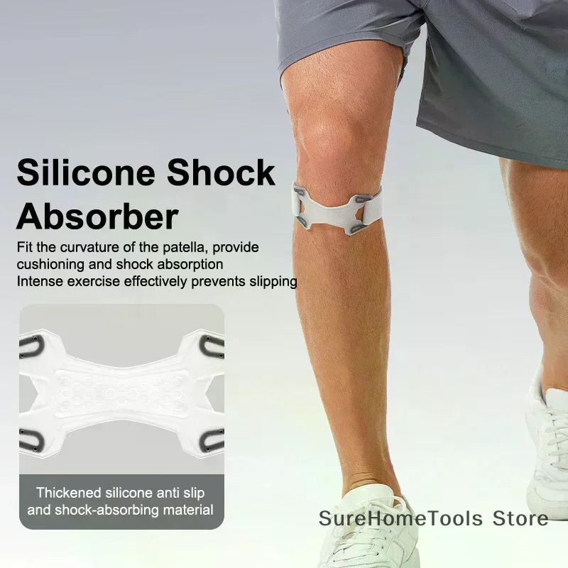 Adjustable Silicone Patella Knee Strap Pressurized Kneecap Protector Shock Absorption Knee Pad Running Sports Tendon Support