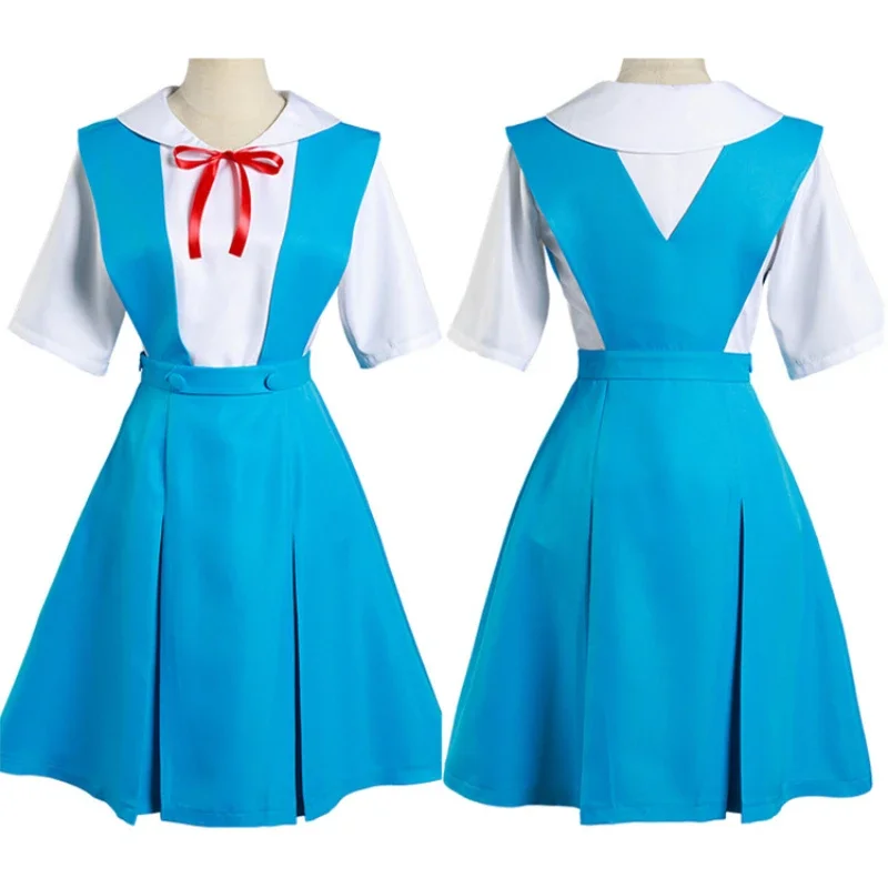 

EVA Cosplay Costumes Asuka Langley Soryu Ayanami Rei Anime School Uniform Shirt Dress Girls Women Halloween Costume Suits Wig