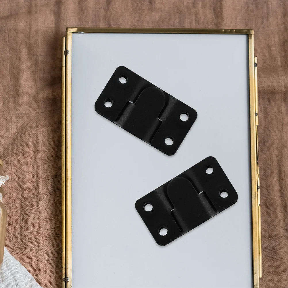 

6 Pairs Mountain Buckle Makeup Mirrors Hanging Bracket Picture Hooks Frame Hangers Keyhole Stainless Steel Holder