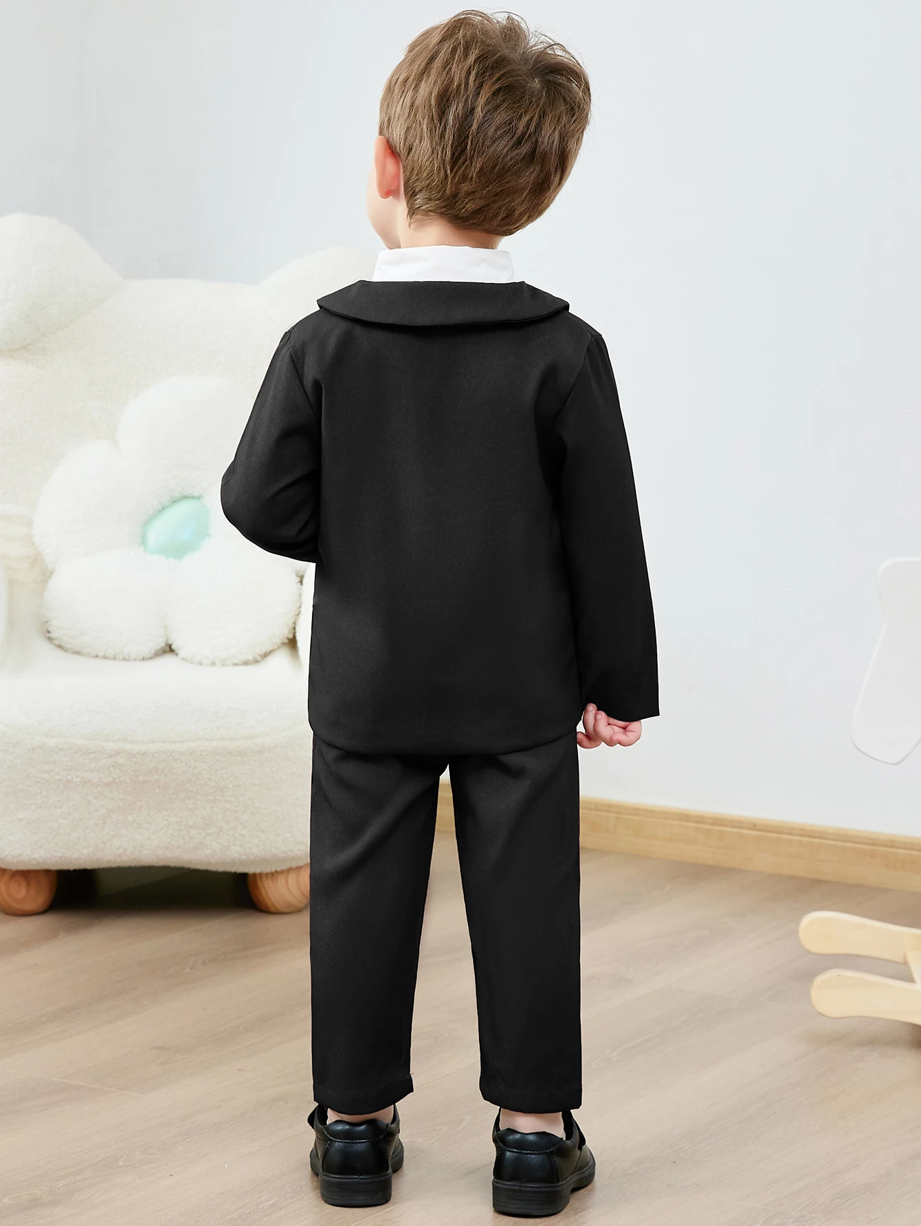 Toddler Boy Suit 5Pcs Formal Gentleman Outfits, Dress Shirt+Bowtie+Jacket+Suspender Pants Wedding Party Clothes Suits