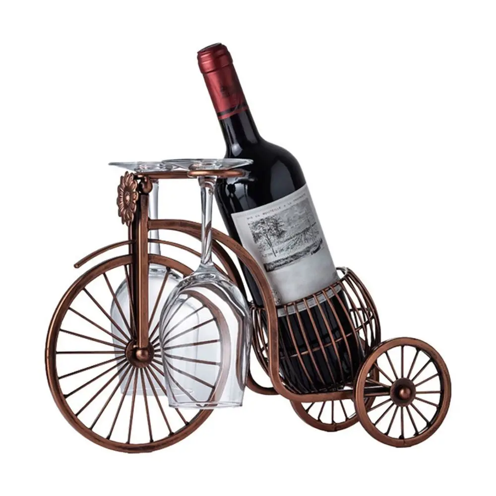 Elegant European Retro Wine Rack: Decorative Metal Tricycle Display and Organizer