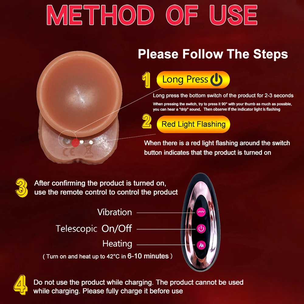 Big Telescopic Realistic Vibrating Dildo Vibrator Heating Thrusting Dildo Sex Toy G-spot Anal Stimulation Vibrating for Women