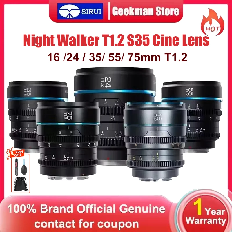 SIRUI NightWalker 24mm 35mm 55mm 16mm T1.2 S35 Night Walker