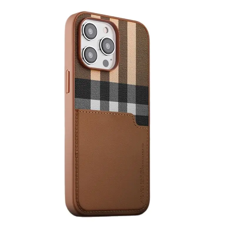 X-Level Luxury Leather case for iPhone 15 Pro Max Classic plaid pattern  cover for iPhone 15 13 14Pro max/ 15pro with card pocket - AliExpress