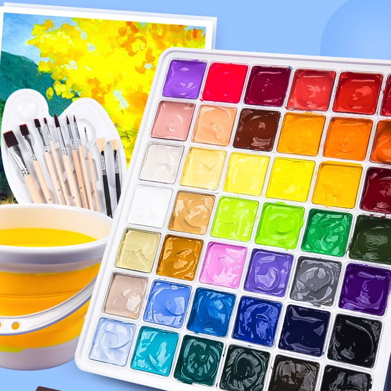 24 Colors Professional Gouache Watercolor Paints Set 30ml Unique Jelly Cup Design Gouache Paint For Student Artists Supplies