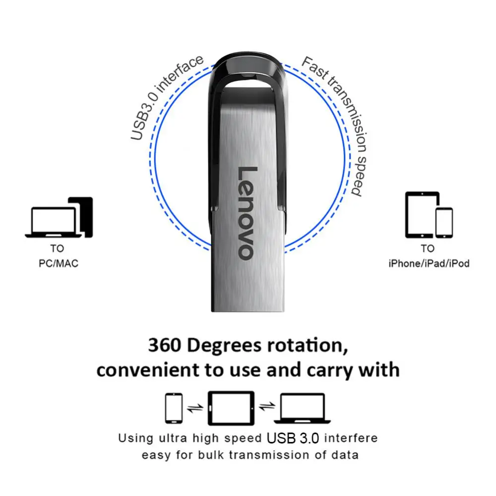 Lenovo USB Флешка 2TB OTG Metal USB 3.0 Pen Drive Key 1TB-64GB Type C High Speed Pendrive Mini Flash Drive Memory Stick