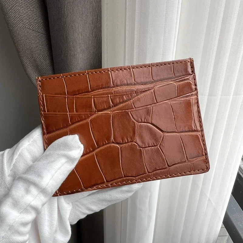 Custom Name Monogram Luxury Genuine Leather Men Wallet Card Holder Crocodile Pattern Gift for Girlfriend Boyfriend Friend Her 2