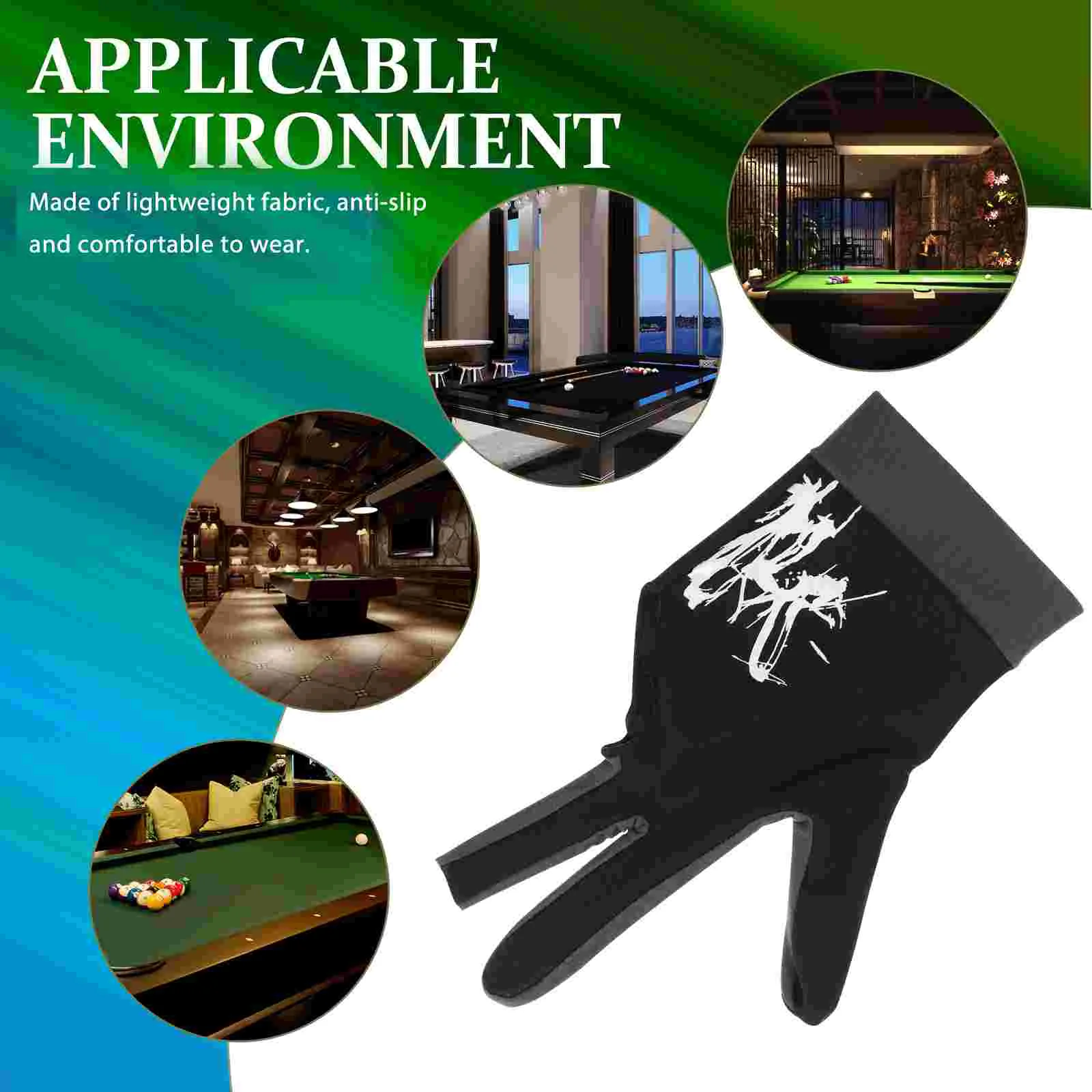 Professional Anti Slip 3 Finger Billiards Glove Lightweight Fabric Snooker Pool Accessory Left Hand Glove Game Equipment