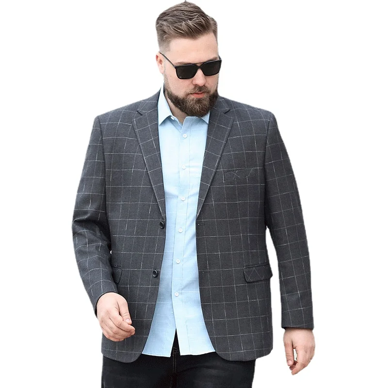 

New Arrival Arrival Men's Spring Fitting Casual Plaid Suit with Added Increase The Fashion Trend Outerwear Plus Size XL- 8XL 9XL
