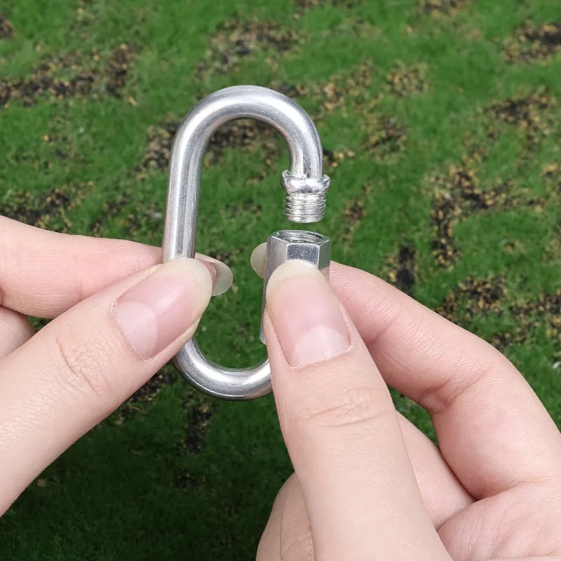 Multi-function Stainless Steel Connecting Ring Mountaineering Carabiner Outdoor Climbing Chain Safety Buckle Rope Connector