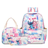 3Pcs/set Disney Lilo Stitch Colorful Backpack Children Teenager Cartoon School Bookbag with Lunch Bag Student Boy Girl Schoolbag 4