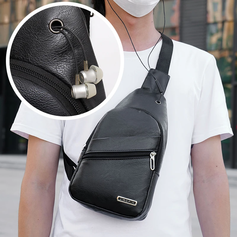 

Vintage Business Pu Leather Shoulder Bag Back Crossbody Chest Bags For Men 2023 New Waist Pack Diagonal Anti Theft Single Bag