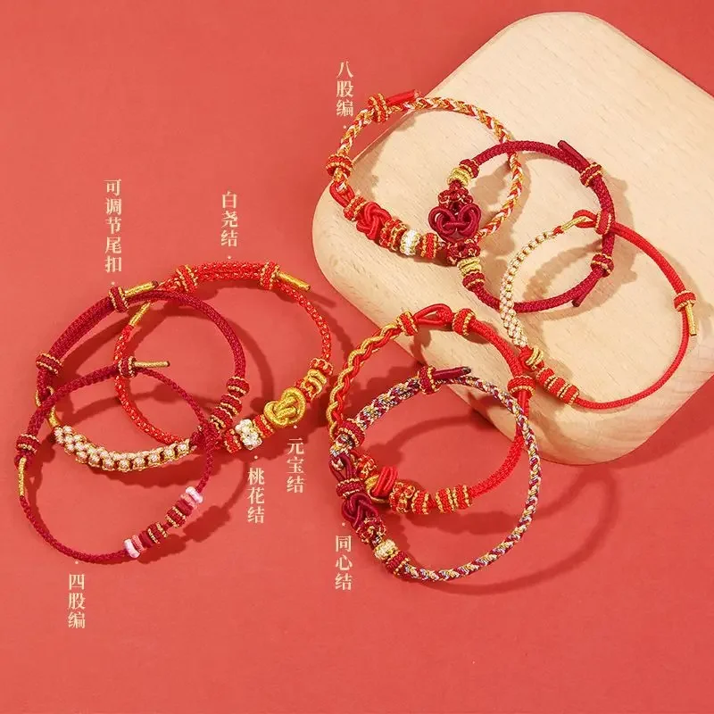 

Semi-finished Rope-braided Products Can Bead 2024 Year of The Dragon Red Rope Bracelet Handmade Hand Rope for Children and Baby