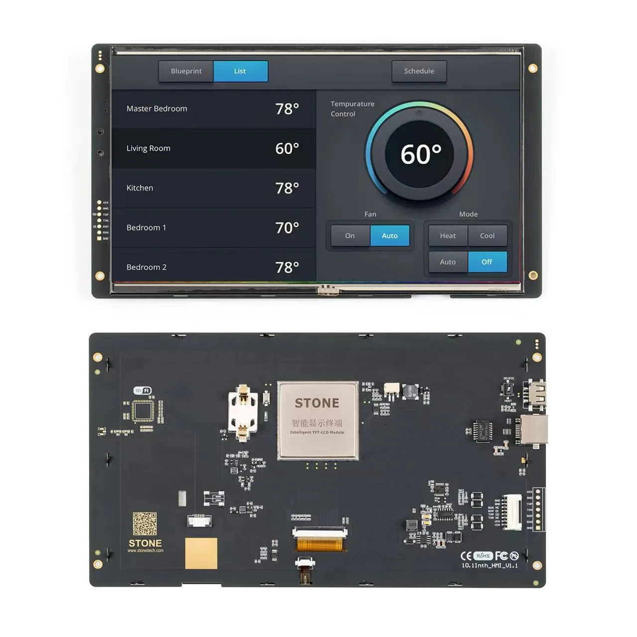 LCD Touch Panel 10.1 inch Design your project on Windows system PC or MacOS PC TFT LCD monitor & 4-wire resistance touch panel