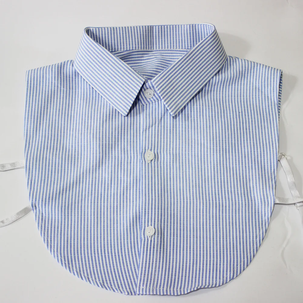 

Sitonjwly New Women Striped Cotton Fake Collar Vintage Detachable Shirt Mens Shirt False Collar Lapel Half Shirt Top Decor