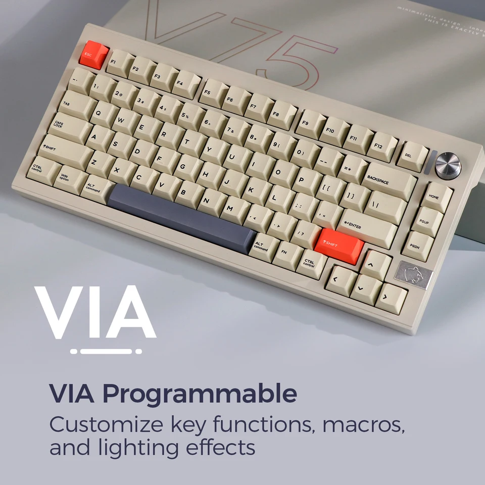 CIDOO V75 VIA Programmable 81 Keys Gasket Tri-Mode Bluetooth/2.4