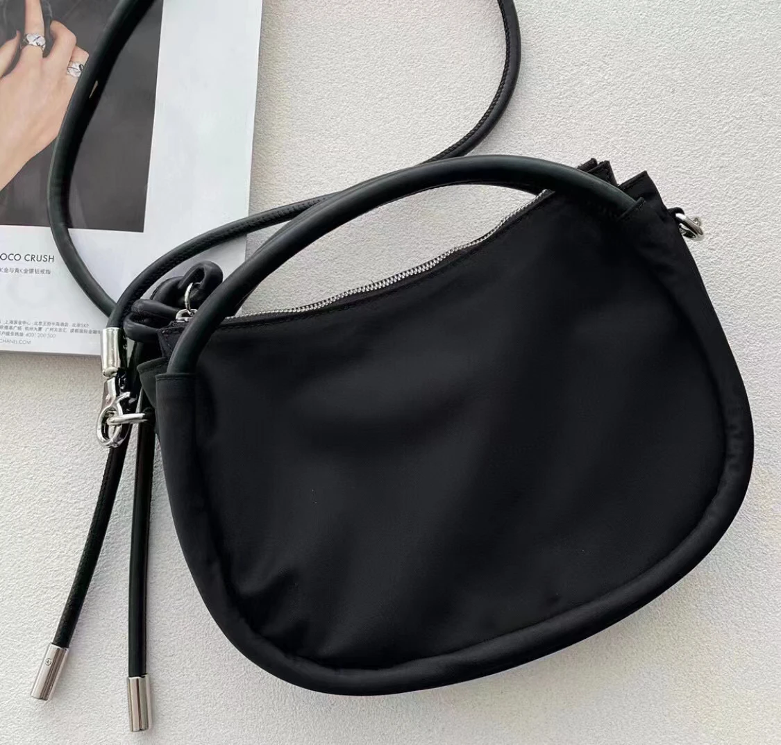 여성용 하이 퀄리티 나일론 숄더백, 대용량 블랙 레이디 크로스바디 백, 럭셔리 디자인, 신상 