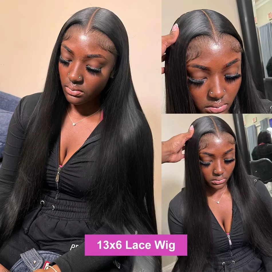 200 Density Bone Straight 13x4 13x6 Lace Frontal Human Hair Wig 30 40 Inch Preplucked Brazilian 5x5 Glueless Lace Closure Wigs