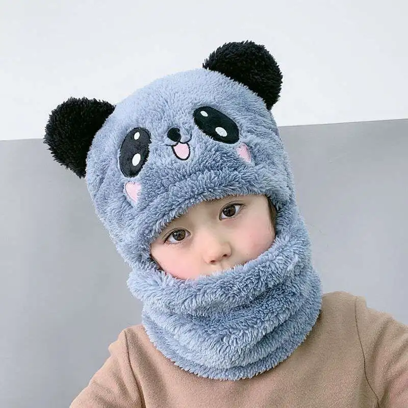 Autumn winter children's hat scarf set of two Cute boys and girls with  thick fluffy hats Baby cute knitting wool jumper cap - AliExpress