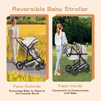 Poussette de luxe 3-en-1 avec siège auto pour nouveau-né, landau tout-terrain, poussette de voyage pour bébé avec amortisseurs et cadre en aluminium 4