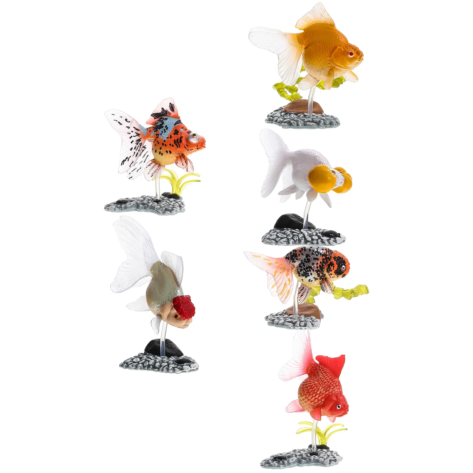 

6Pcs Adorable Fish Decors Kids Desktop Fish Figures Children Goldfish Figurines (Mixed Style)