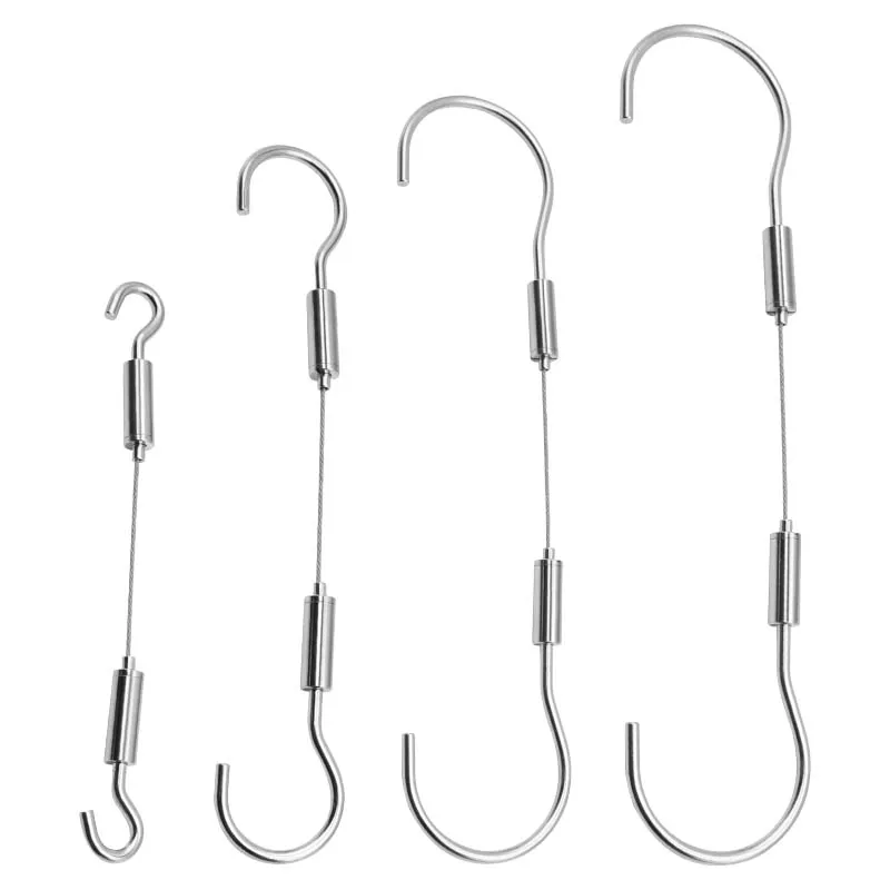 2PCS stainless steel wire rope, 0.5/1/1.5/2M adjustable hook suspension ...