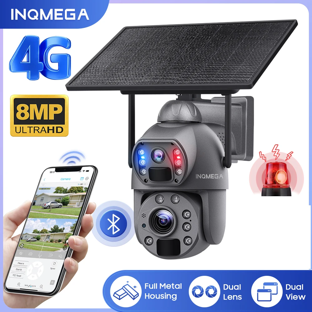 2024 Best 4K 8M 36X Zoom 4G Telecamera Solare Outdoor Wifi Solar Dual Human Tracking Smart Linkage Telecamera Cctv Camma In Metallo Antivandalo