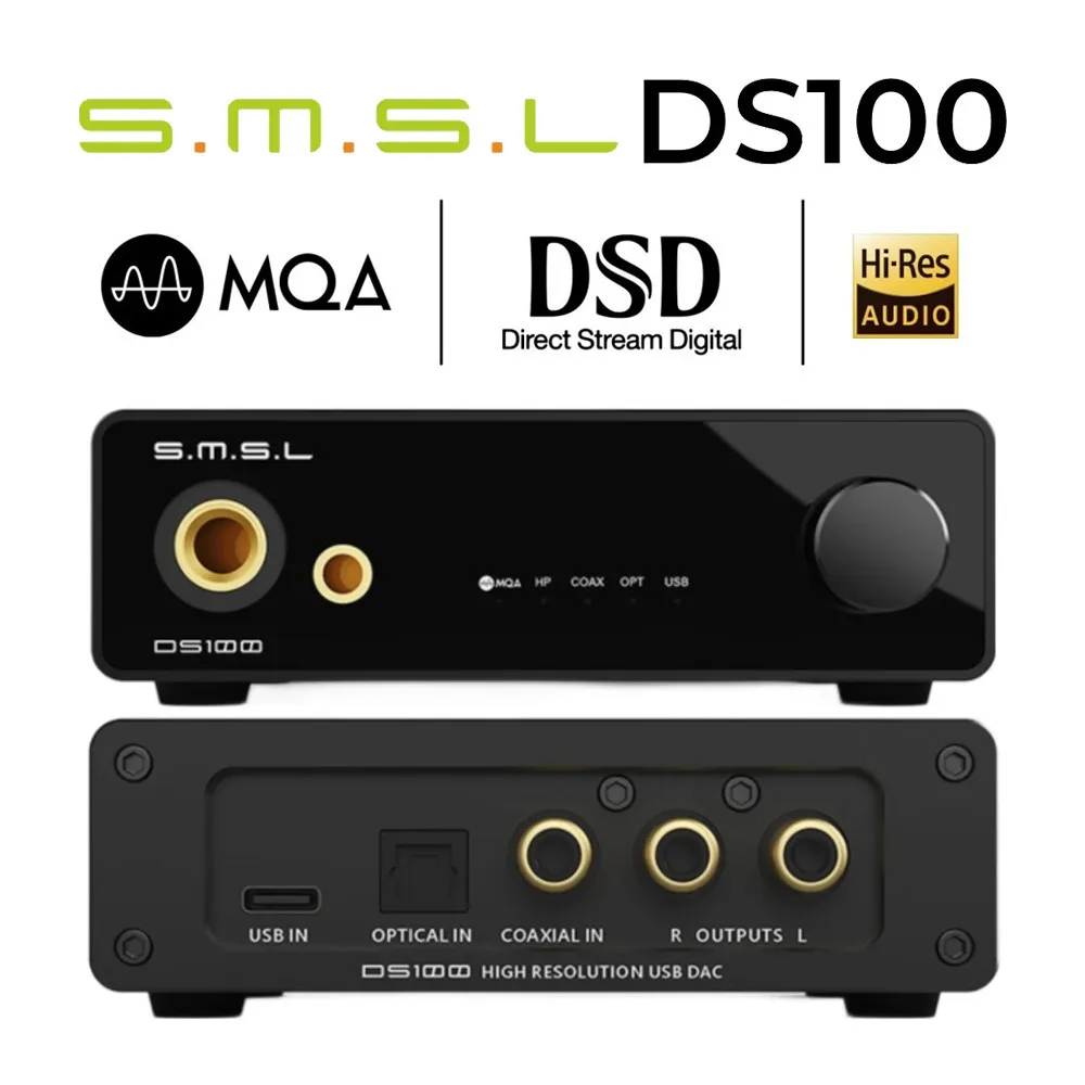 

Новинка 2024, ЦАП SMSL DS100 с высоким разрешением, USB, MQA, DAC, декодер для аудио, зеркальный ЦАП, CS43131, 32 бит/768 кГц, DSD256, DAC для наушников