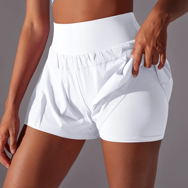 High Waist Breathable Sweat Short Women's Gym Running Short Pant Double Side Anti-Shine Casual Athletic Fitness Shorts