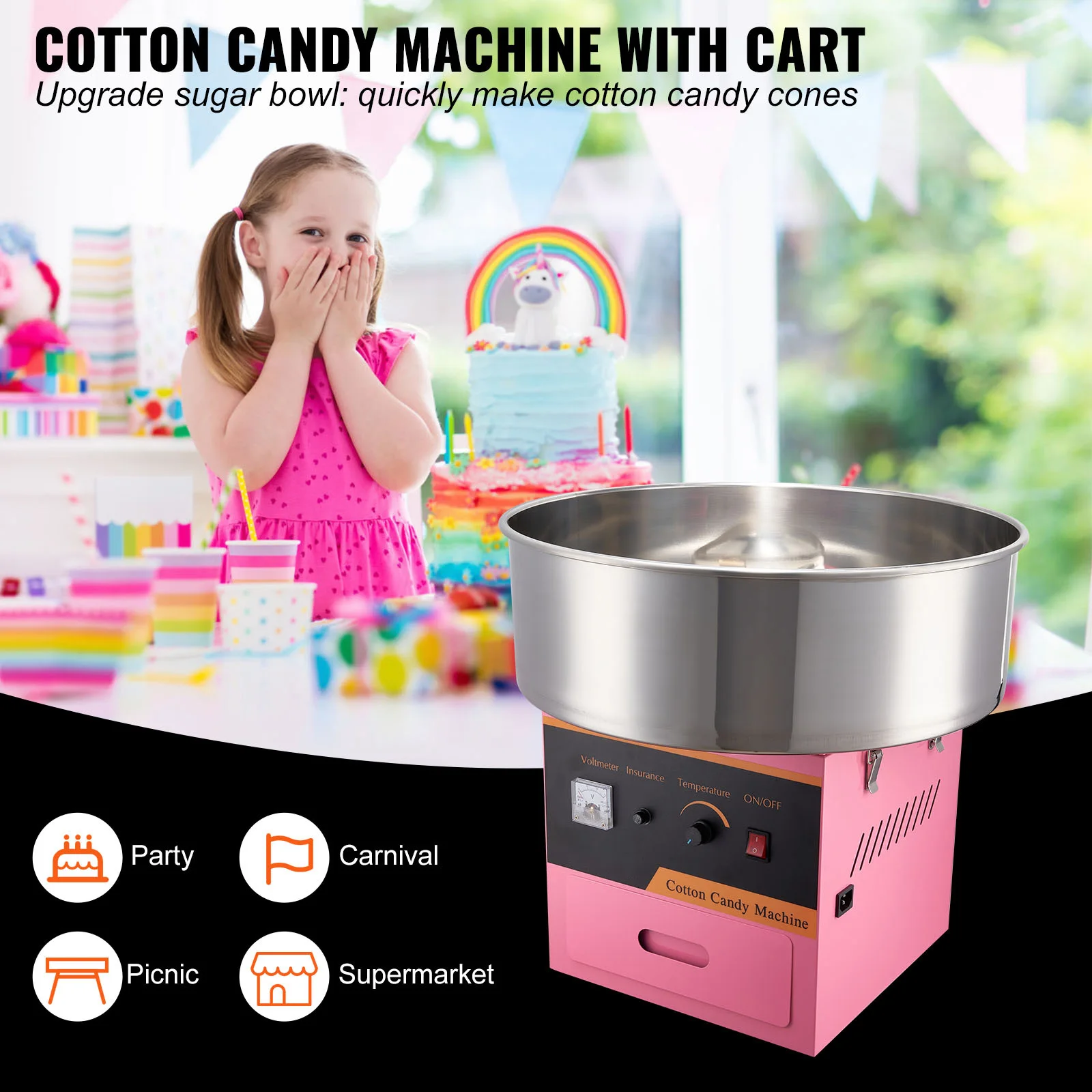 Electric Cotton Candy Machine Commercial Floss Maker