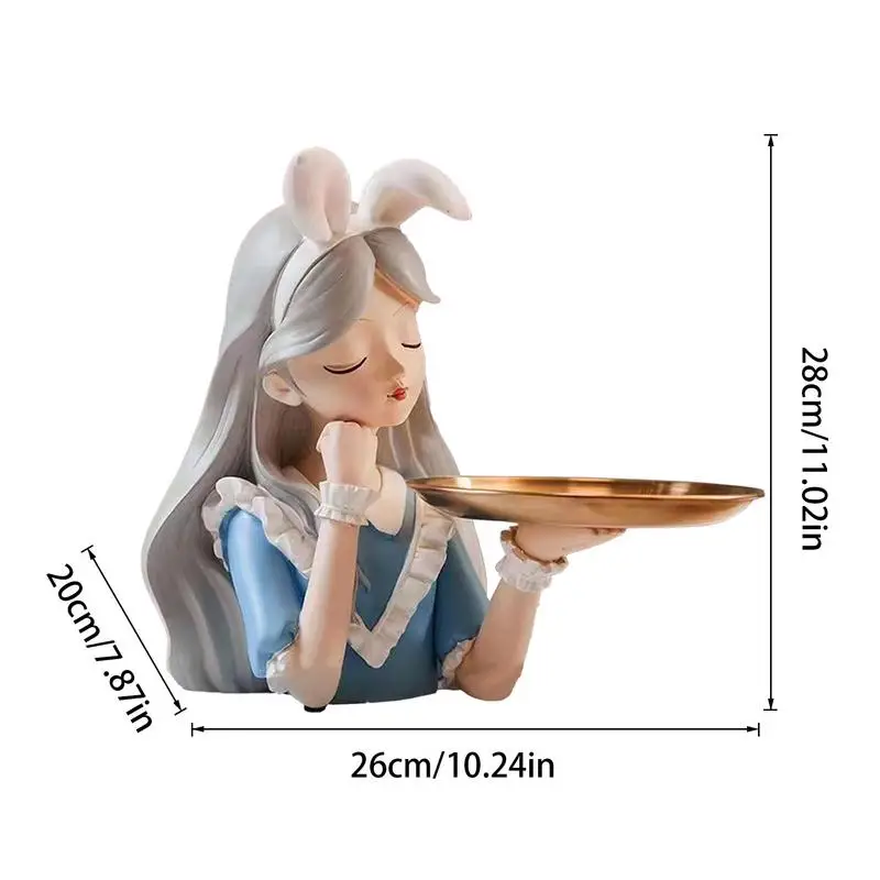 Key Holder For Table Entryway Tray Decorative Trays Candy Tray Key Bowl Resin Girl Statue Jewelry Organizer Collectible 5